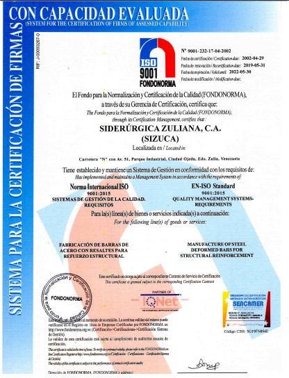 certificado iso 9001-2015 sizuca